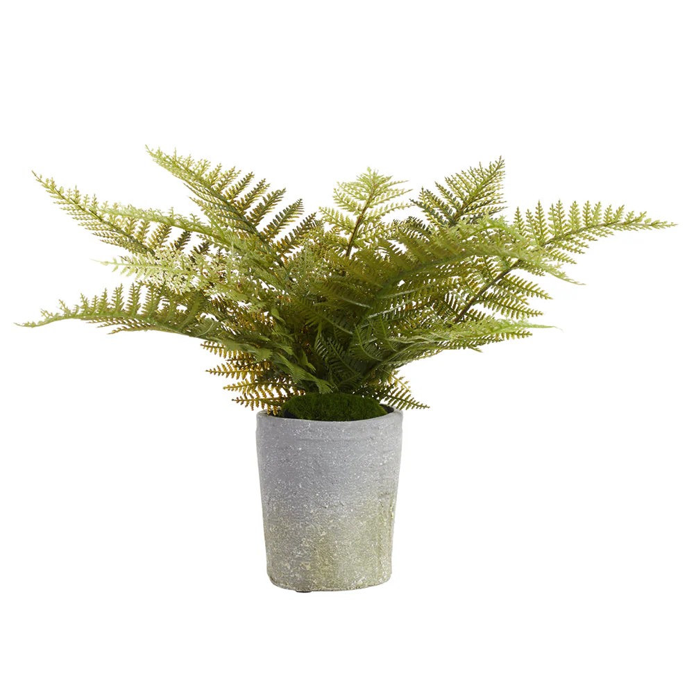 10.5" Leather Fern Leaf Silk Plant w/Mgo Pot -Green (Pack of 4)