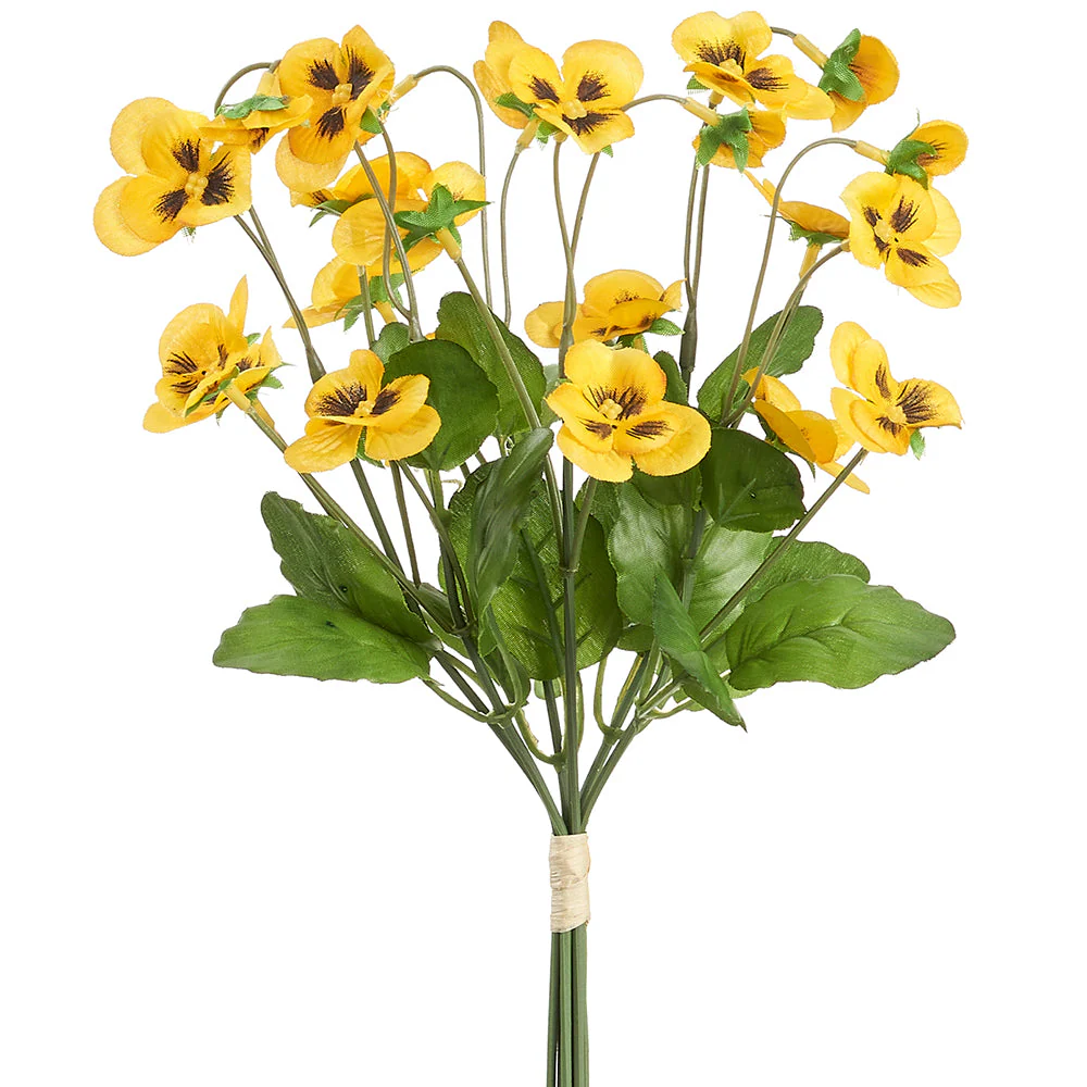 10.5" Pansy Silk Flower Stem Bundle -Yellow (Pack of 12)