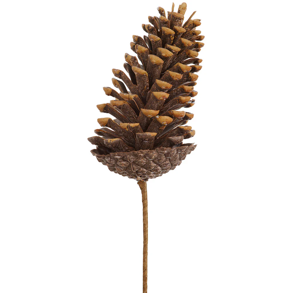 10" Artificial Pinecone Stem Pick -Brown (Pack of 12)
