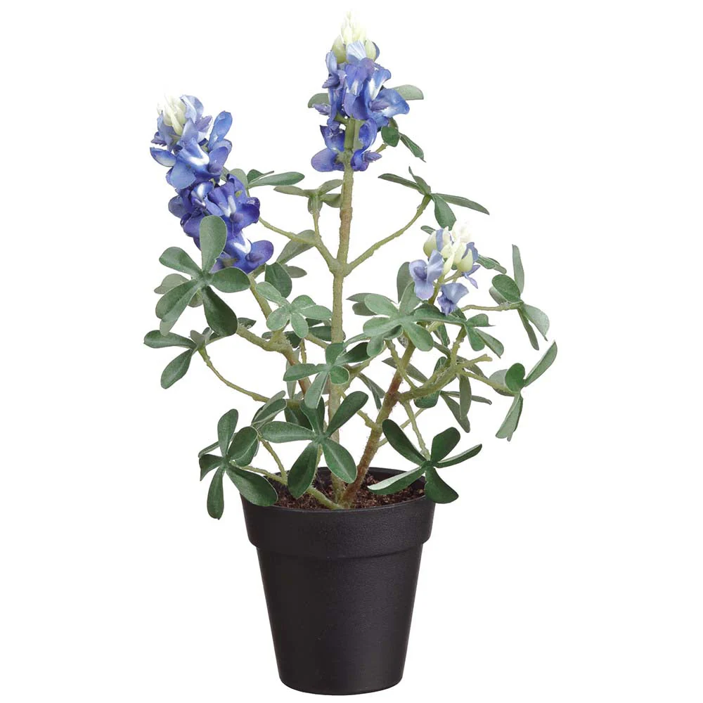 10" Bluebonnet Silk Flower Arrangement w/Pot -Blue (Pack of 6)