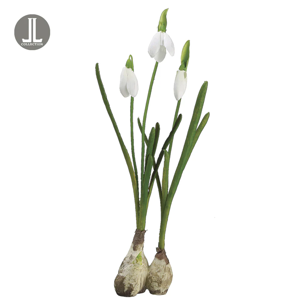 10" Hand-Wrapped Standing Snowdrop w/Bulb Silk Flower Arrangement -White (Pack of 24)