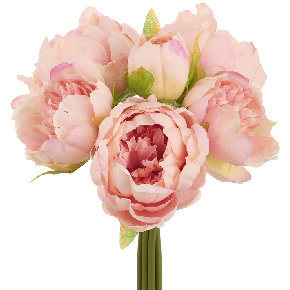 10" Peony Silk Flower Bouquet -Mauve/Cream (Pack of 12)
