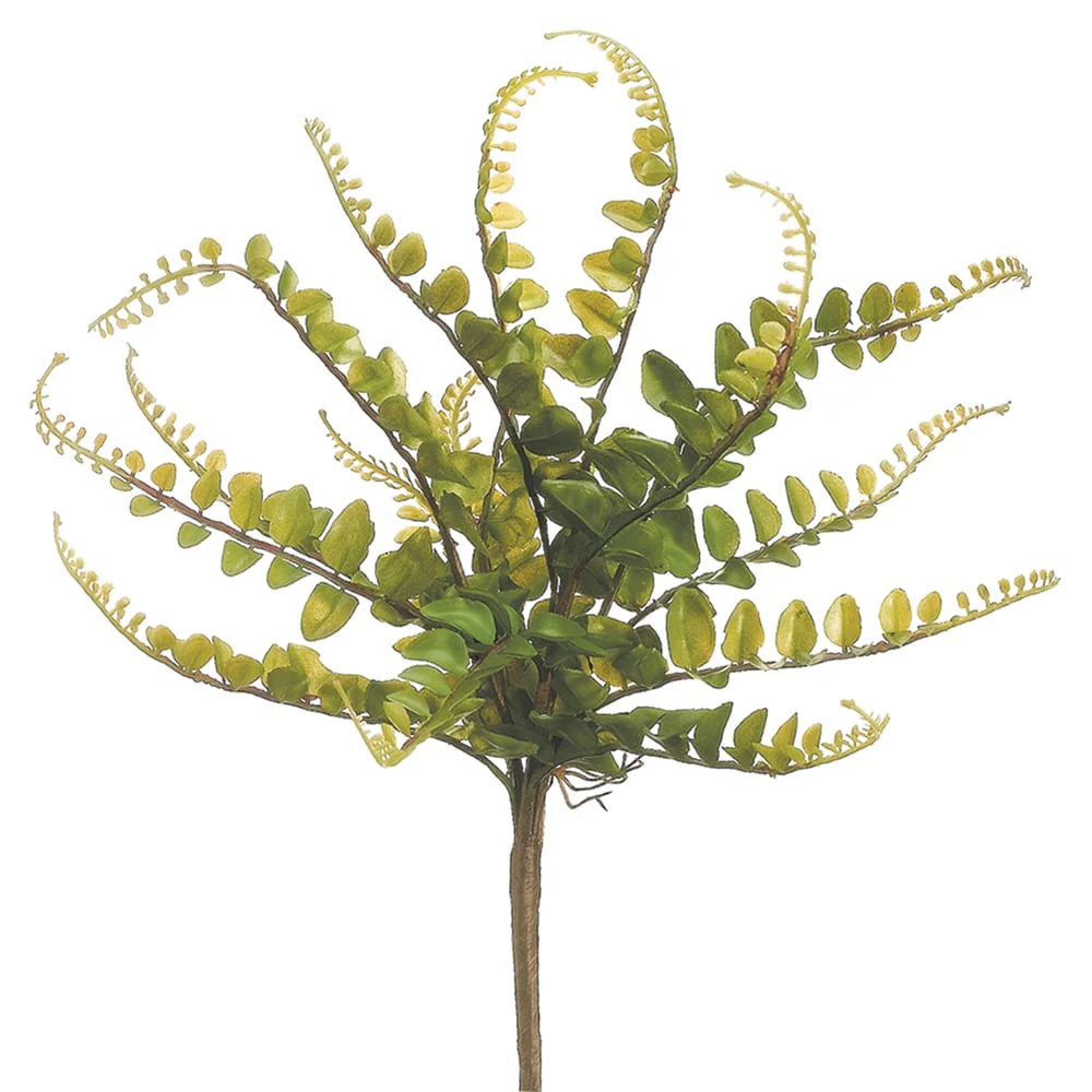 10" Plastic Button Fern Artificial Plant -Green (Pack of 24)