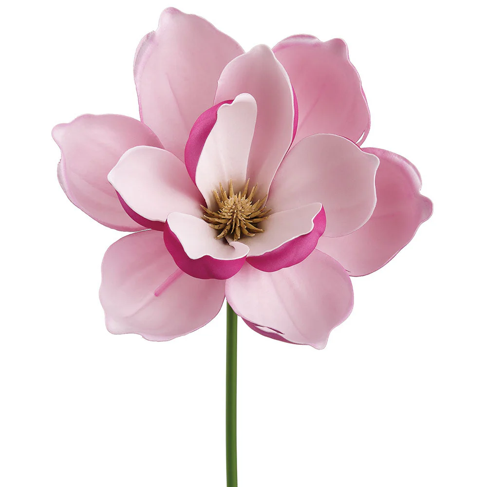 10" Real Touch Magnolia Silk Flower Stem Pick -2 Tone Cerise (Pack of 24)