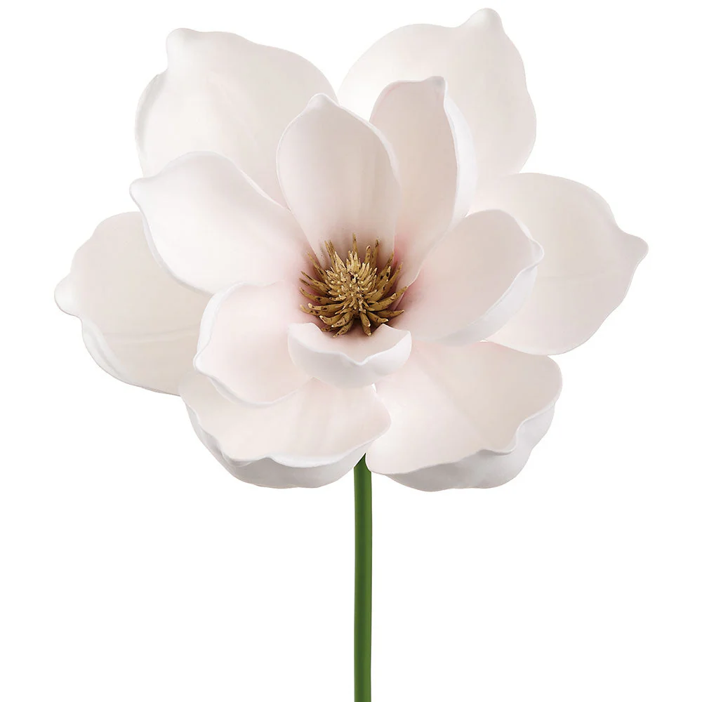10" Real Touch Magnolia Silk Flower Stem Pick -Pink/Cream (Pack of 24)