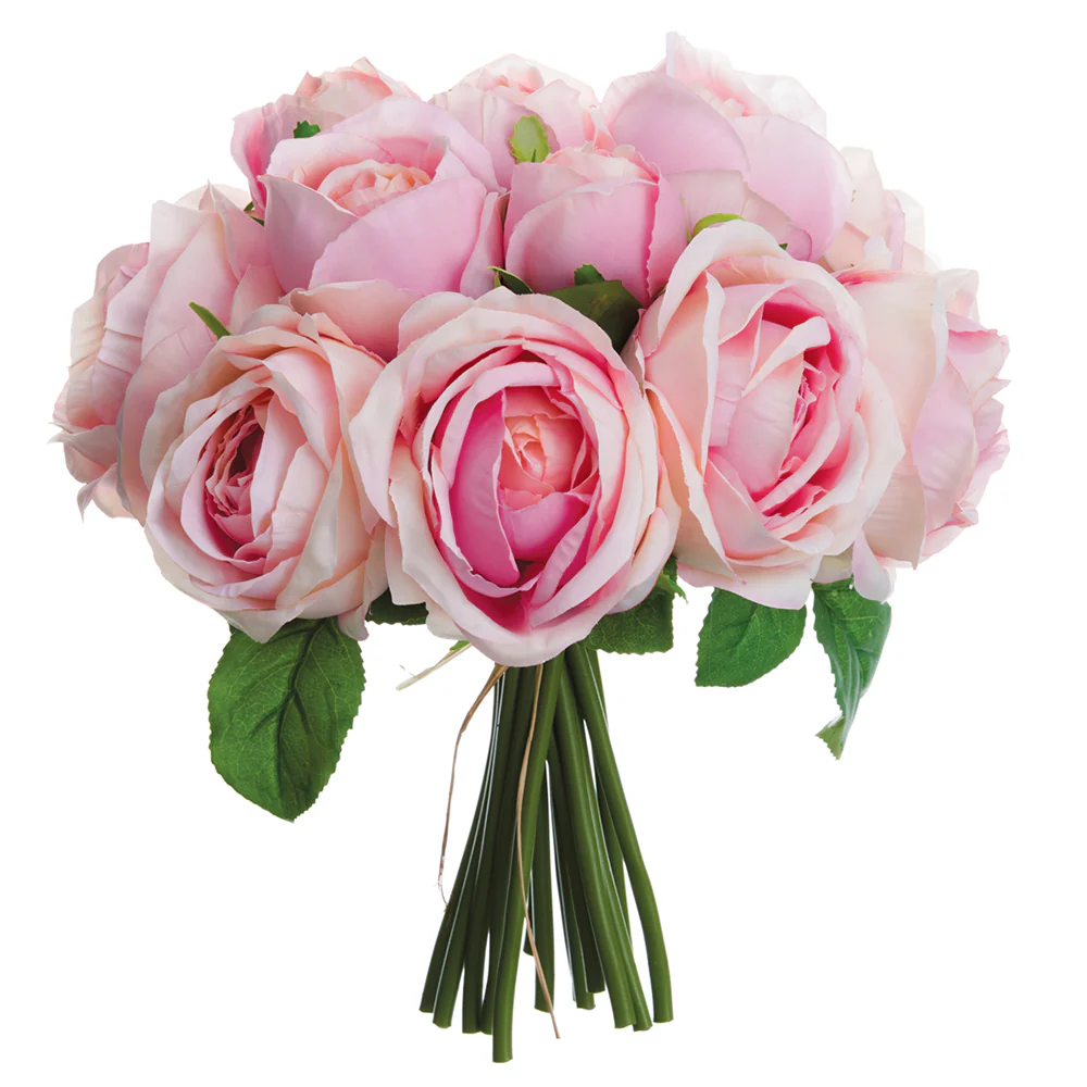 10" Rose Silk Flower Bouquet -Pink (Pack of 6)