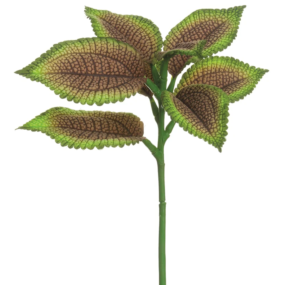 10" Silk Coleus Leaf Stem -Brown/Green (Pack of 12)