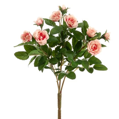 10" Silk Mini Rose Flower Bush -Pink (Pack of 36)