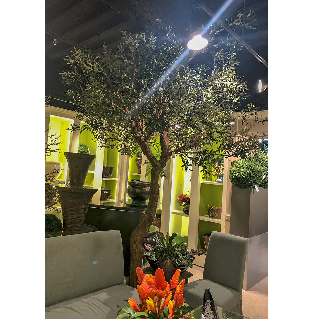 10' Silk Olive Tree w/Wood Pot -Green - Image 2