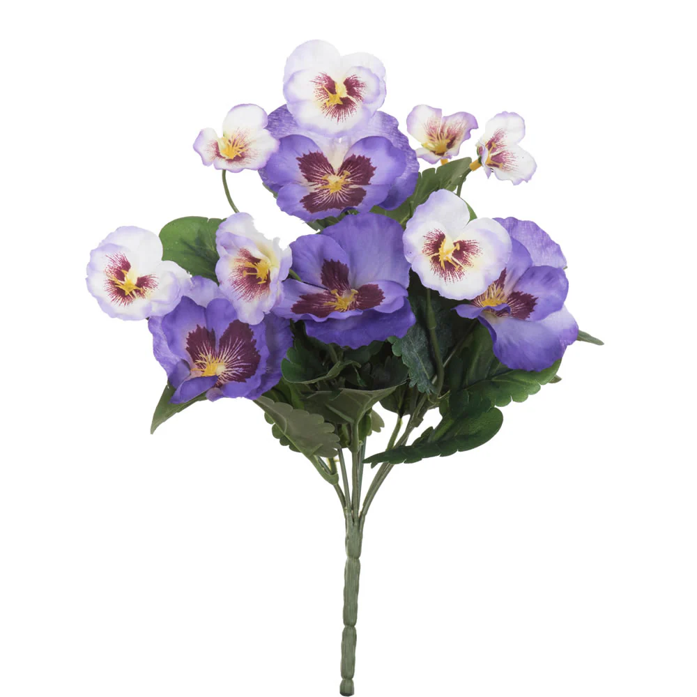 10" Silk Pansy Flower Bush -Purple (Pack of 12)
