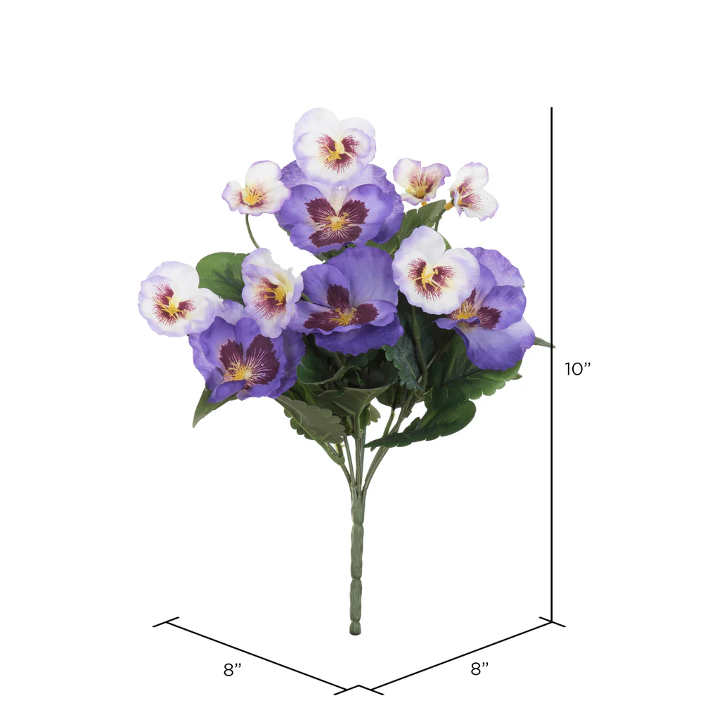 10" Silk Pansy Flower Bush -Purple (Pack of 12) - Image 3