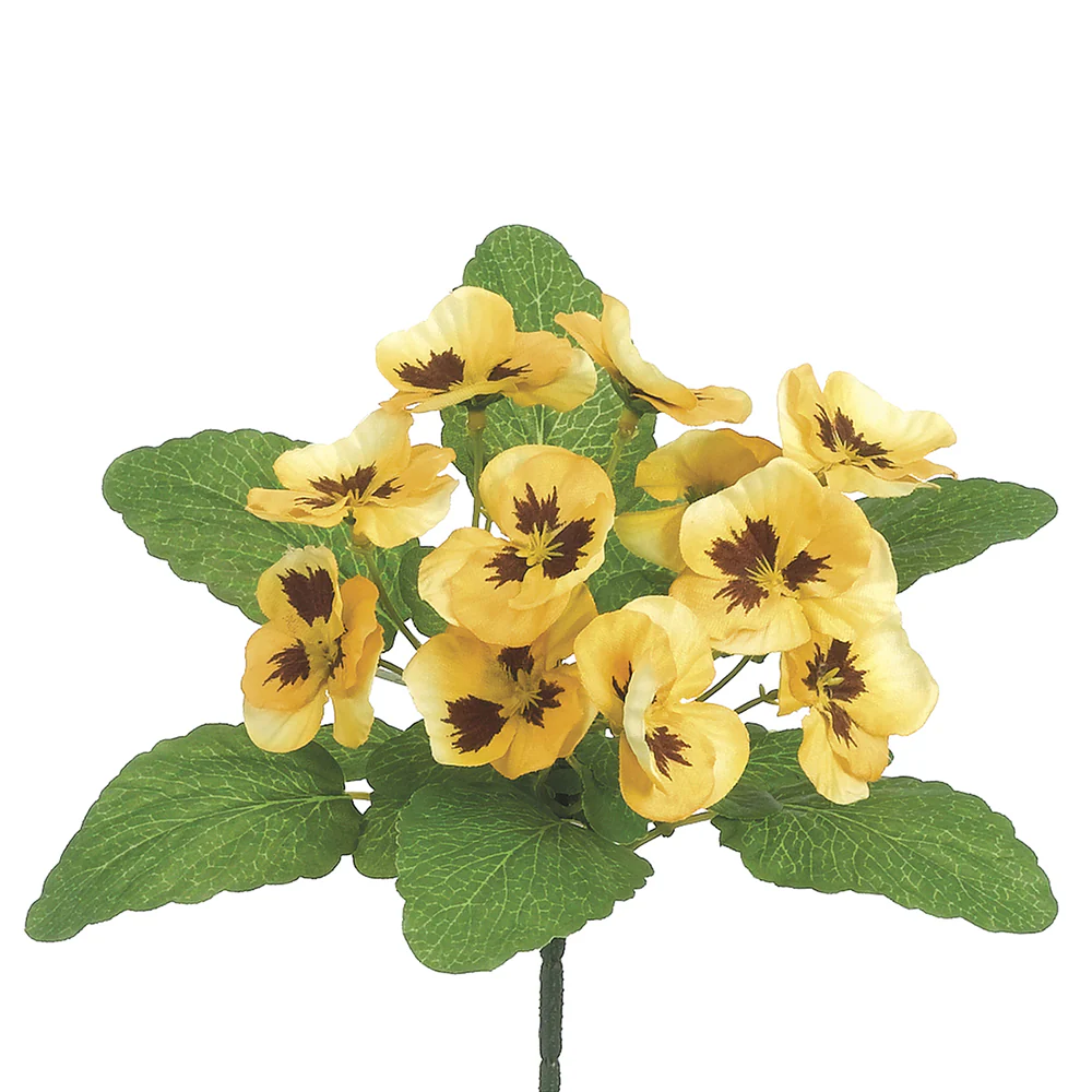10" Silk Pansy Flower Bush -Yellow (Pack of 36)