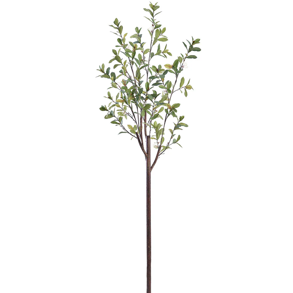 104" Photinia Leaf With Blossom Silk Branch Stem -Green (Pack of 2)