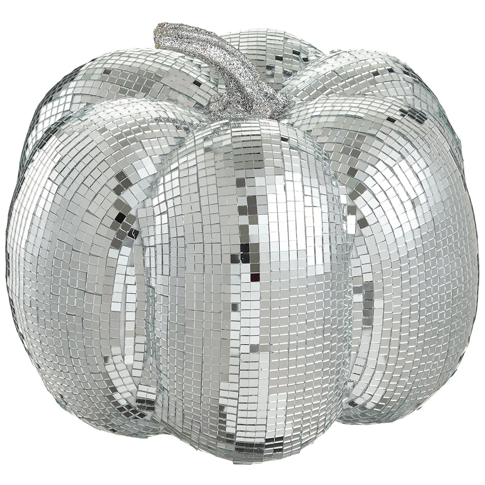 10"Hx10"W Artificial Mosaic Pumpkin -Silver (Pack of 2)