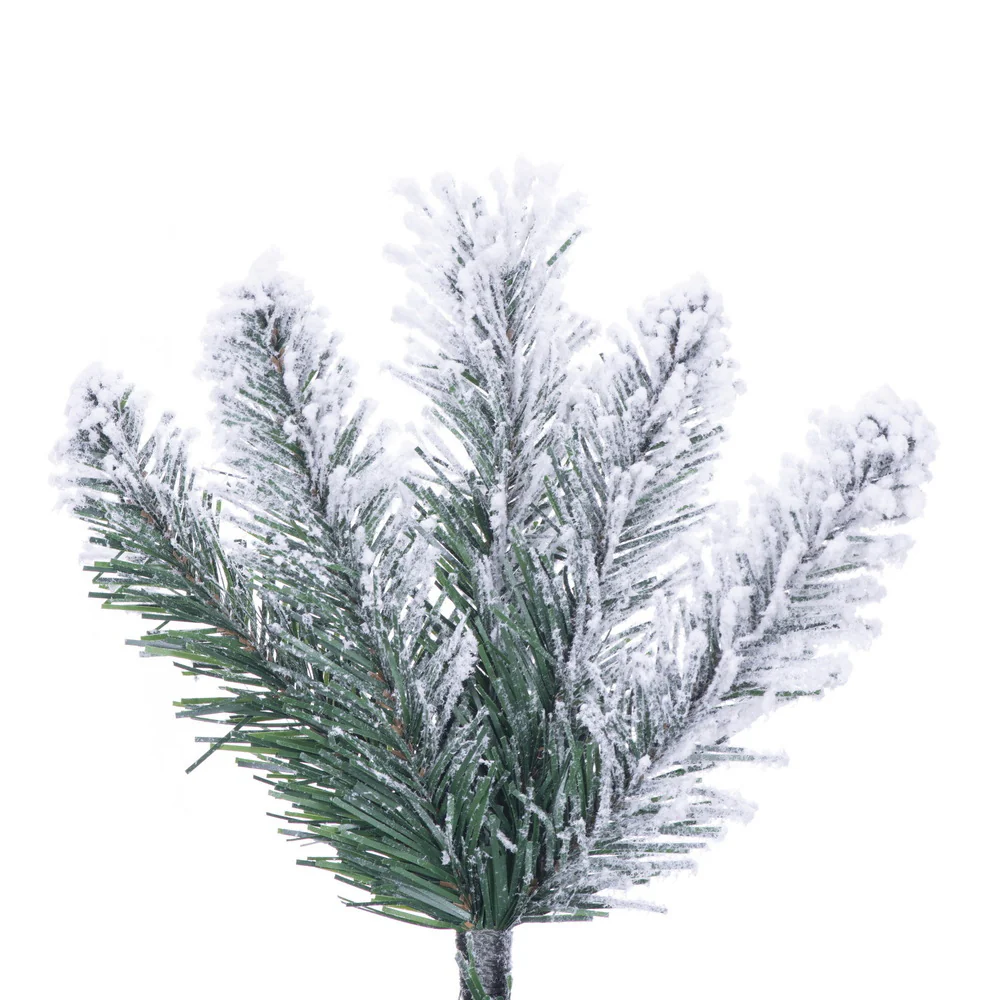 10'Hx33"W Pencil Flocked Crest Pine Artificial Christmas Tree, Unlit -White/Green - Image 2