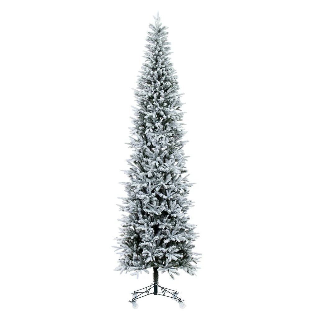 10'Hx37"W PE Frosted Tacoma Fraser Fir Artificial Christmas Tree, Unlit -White