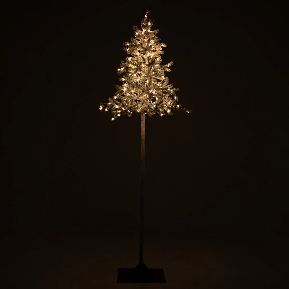 10'Hx45"W Flocked Pine Artificial Tree, Pre-Lit -Green - Image 2