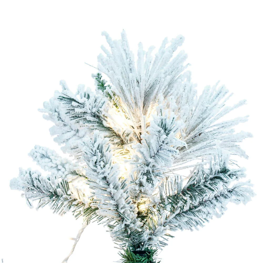 10'Hx50"W Flocked Pencil Atka Pine Artificial Christmas Tree, Micro LED Pre-Lit -White - Image 2