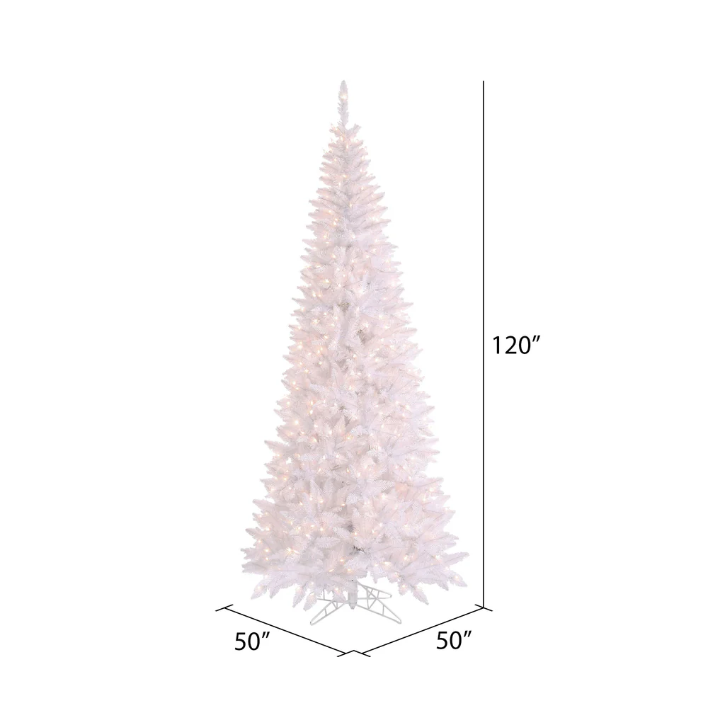 10'Hx50"W Slim Fir Artificial Christmas Tree, LED Pre-Lit -White - Image 2