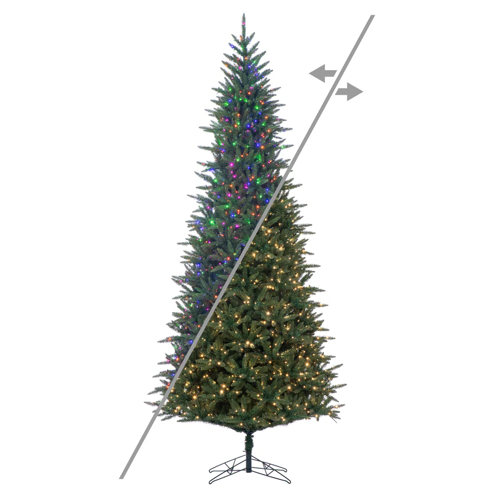 10'Hx53"W Noel Fir Artificial Christmas Tree, Micro LED Pre-Lit (Multi-Mode) -Green