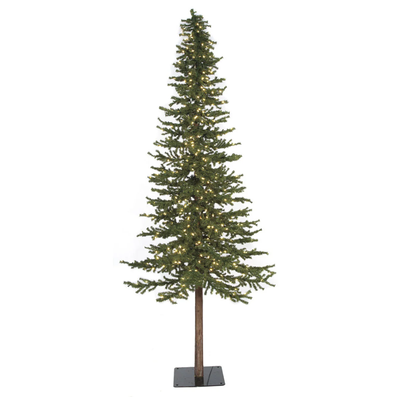 10'Hx56"W Natural Trunk Alpine Artificial Tree, LED Pre-Lit -Green