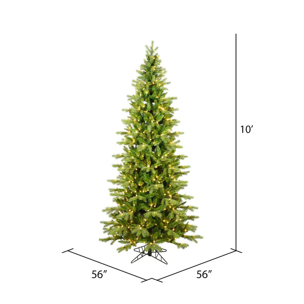 10'Hx56"W PE Slim Balsam Spruce Artificial Christmas Tree, LED Pre-Lit -Green - Image 2