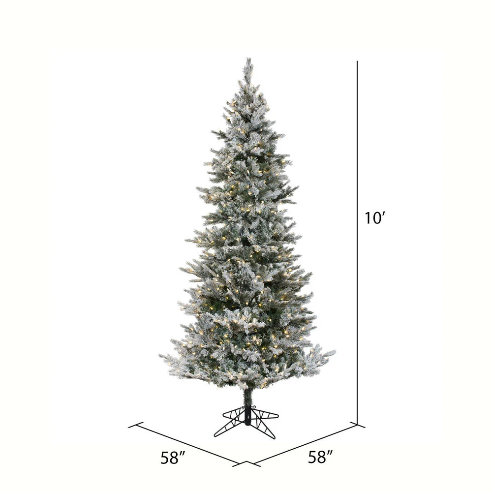10'Hx58"W PE Flocked Slim Kiana Artificial Christmas Tree, LED Pre-Lit -White - Image 2