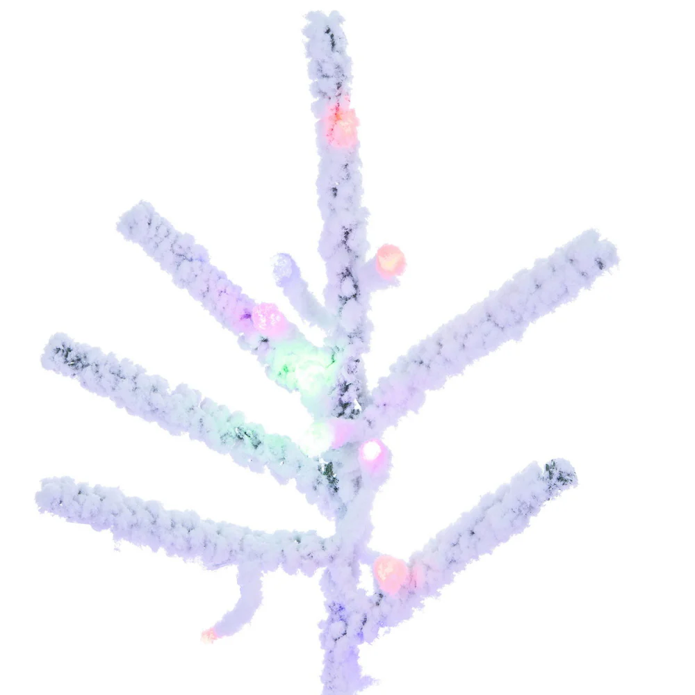 10'Hx59"W Flocked Slim Pistol Pine Artificial Christmas Tree, Micro LED Pre-Lit (Multi-Mode) -White - Image 3