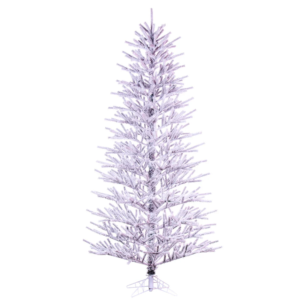 10'Hx59"W Flocked Slim Pistol Pine Artificial Christmas Tree, Unlit -White