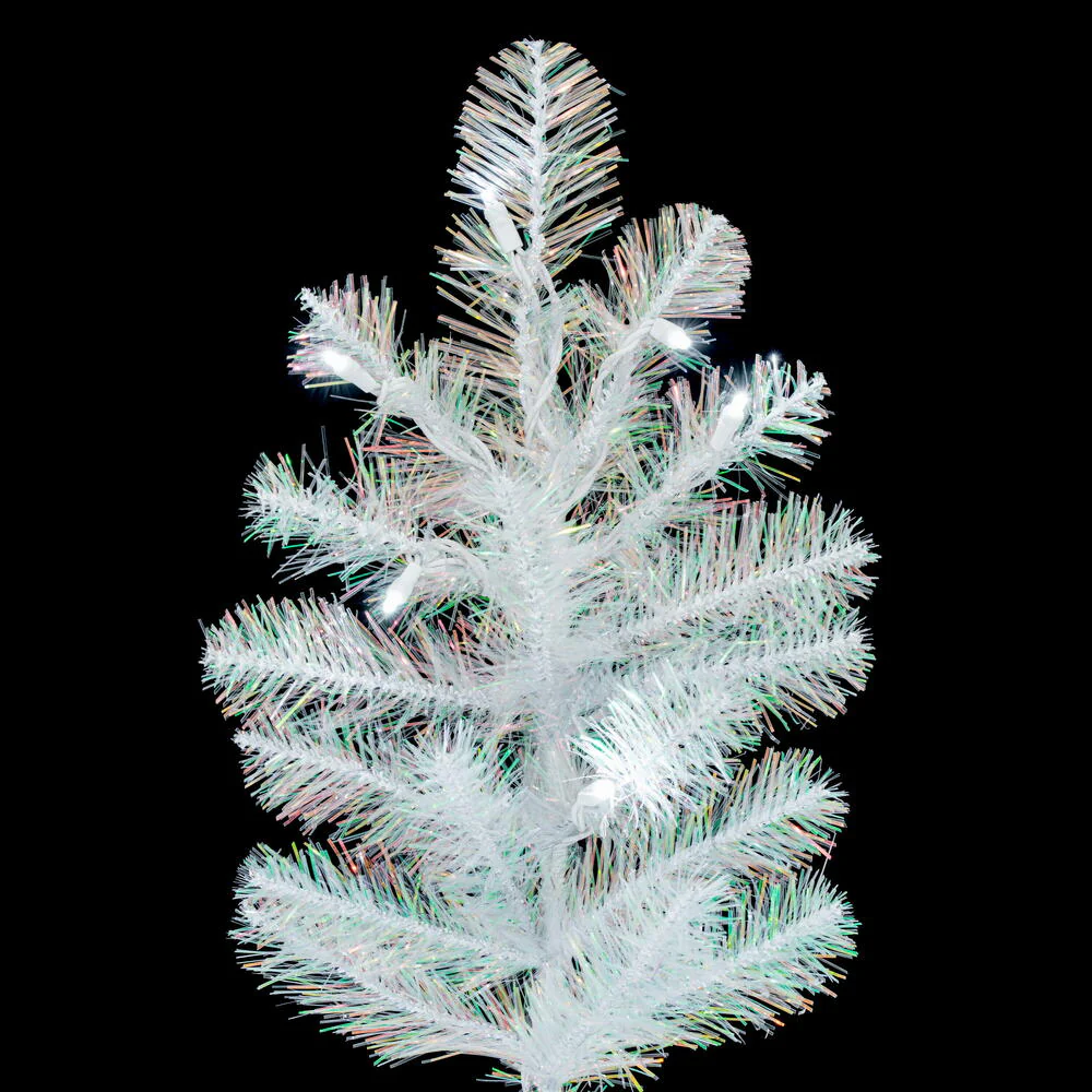 10'Hx60"W Iridescent Spruce Artificial Christmas Tree, LED Pre-Lit (Cool White) -White - Image 5