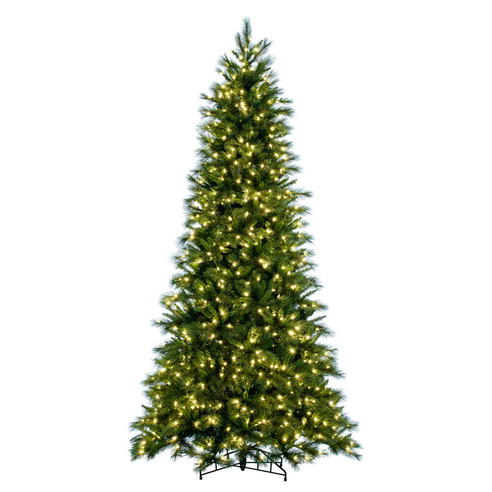 10'Hx63"W PE Brighton Pine Artificial Christmas Tree, LED Pre-Lit -Green