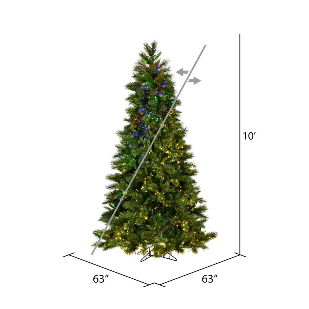 10'Hx63"W PE Brighton Pine Artificial Christmas Tree, LED Pre-Lit (Multi-Mode) -Green - Image 3