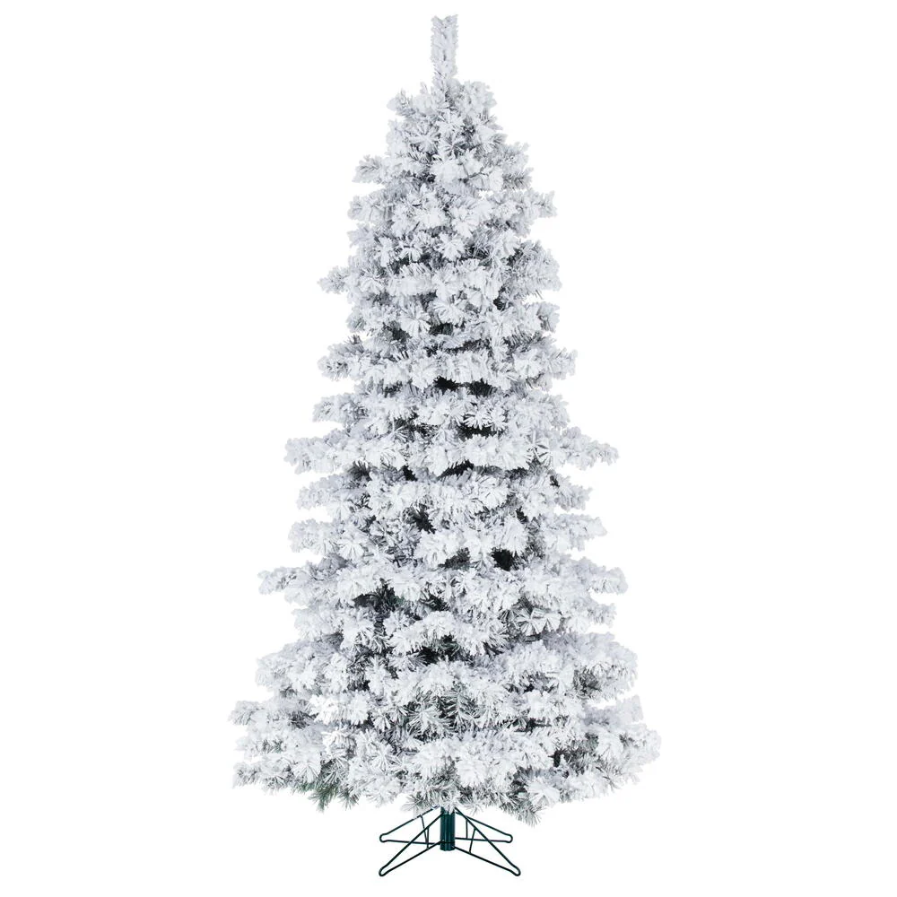 10'Hx64"W Flocked Slim Alaskan Pine Artificial Christmas Tree, Unlit -White