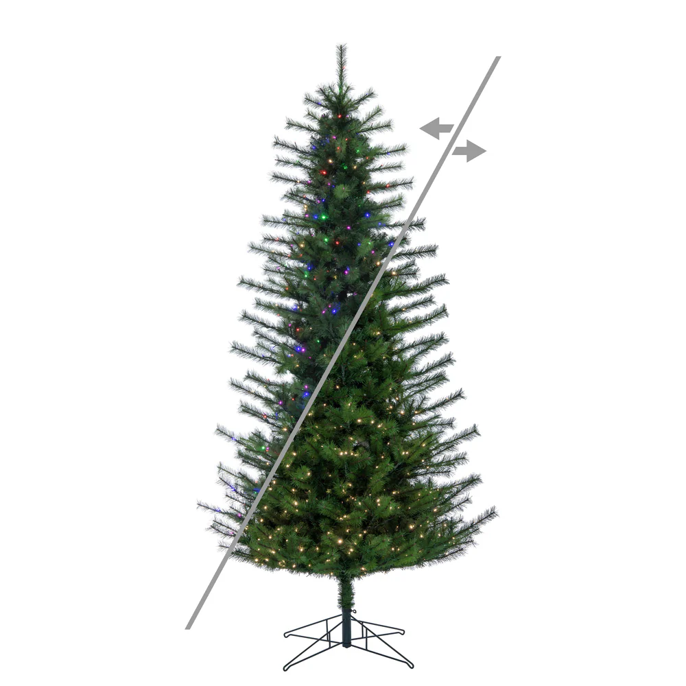 10'Hx64"W Slim Lodge Pole Pine Artificial Christmas Tree, Micro LED Pre-Lit (Multi-Mode) -Green