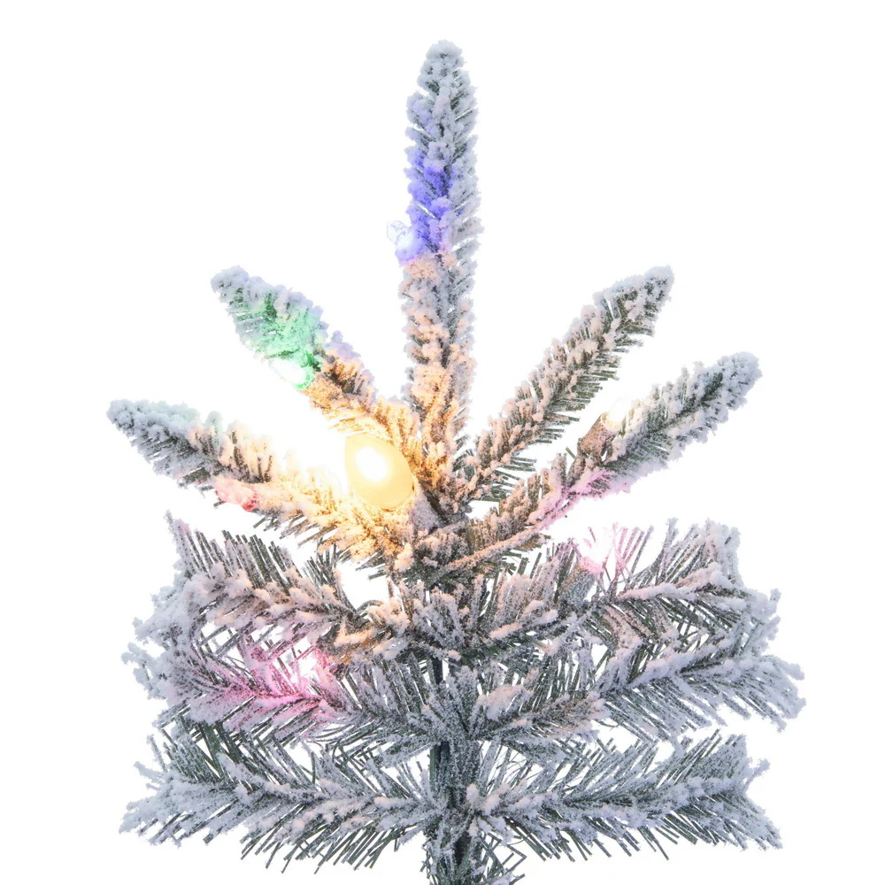 10'Hx67"W Flocked Winter Fir Artificial Christmas Tree, C7 & LED Pre-Lit (Multicolor) -White - Image 2