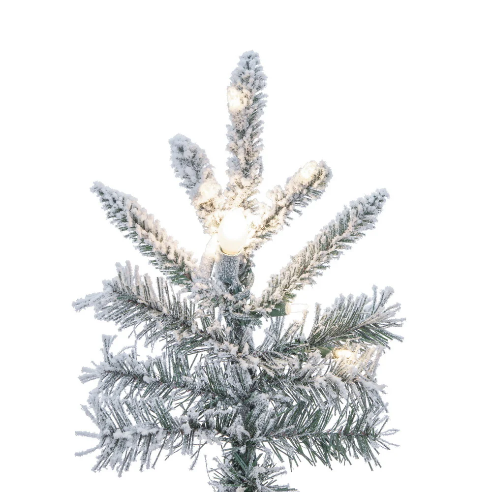 10'Hx67"W Flocked Winter Fir Artificial Christmas Tree, C7 & LED Pre-Lit -White - Image 2