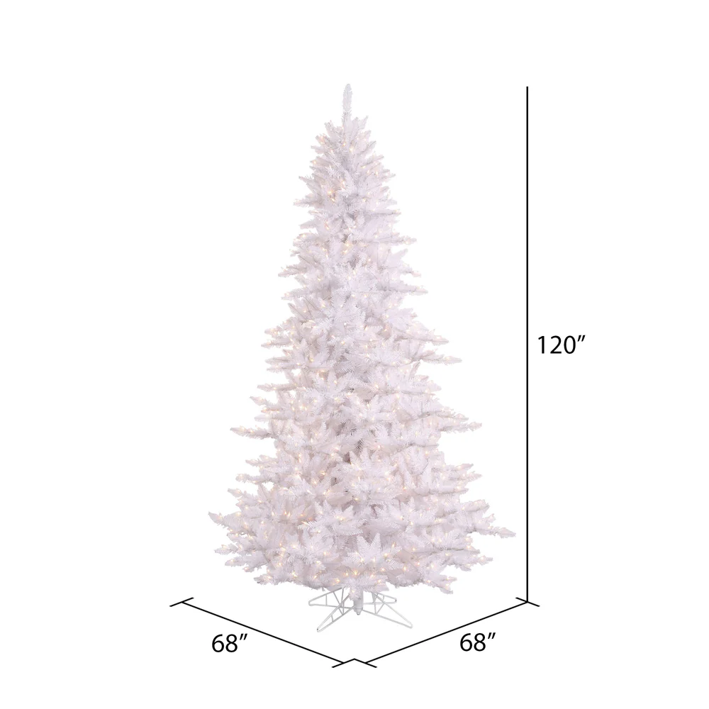 10'Hx68"W Fir Artificial Christmas Tree, LED Pre-Lit -White - Image 2