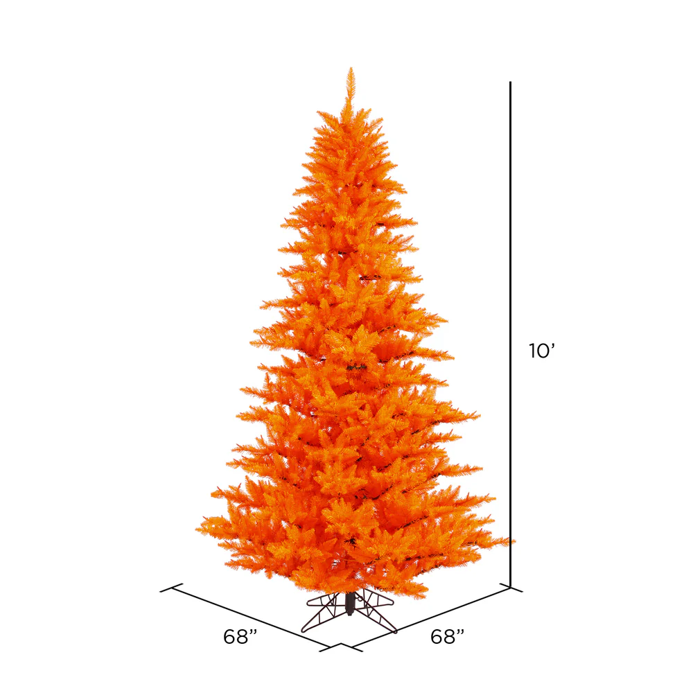 10'Hx68"W Fir Artificial Christmas Tree, Unlit -Orange - Image 2