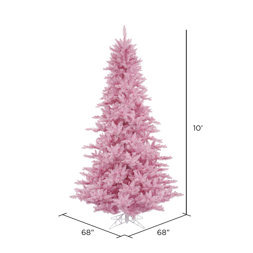 10'Hx68"W Fir Artificial Christmas Tree, Unlit -Pink - Image 2
