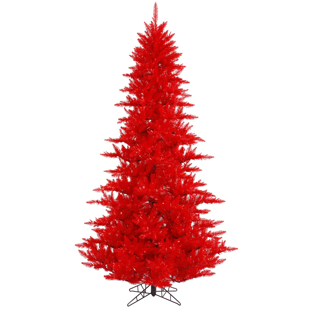 10'Hx68"W Fir Artificial Christmas Tree, Unlit -Red