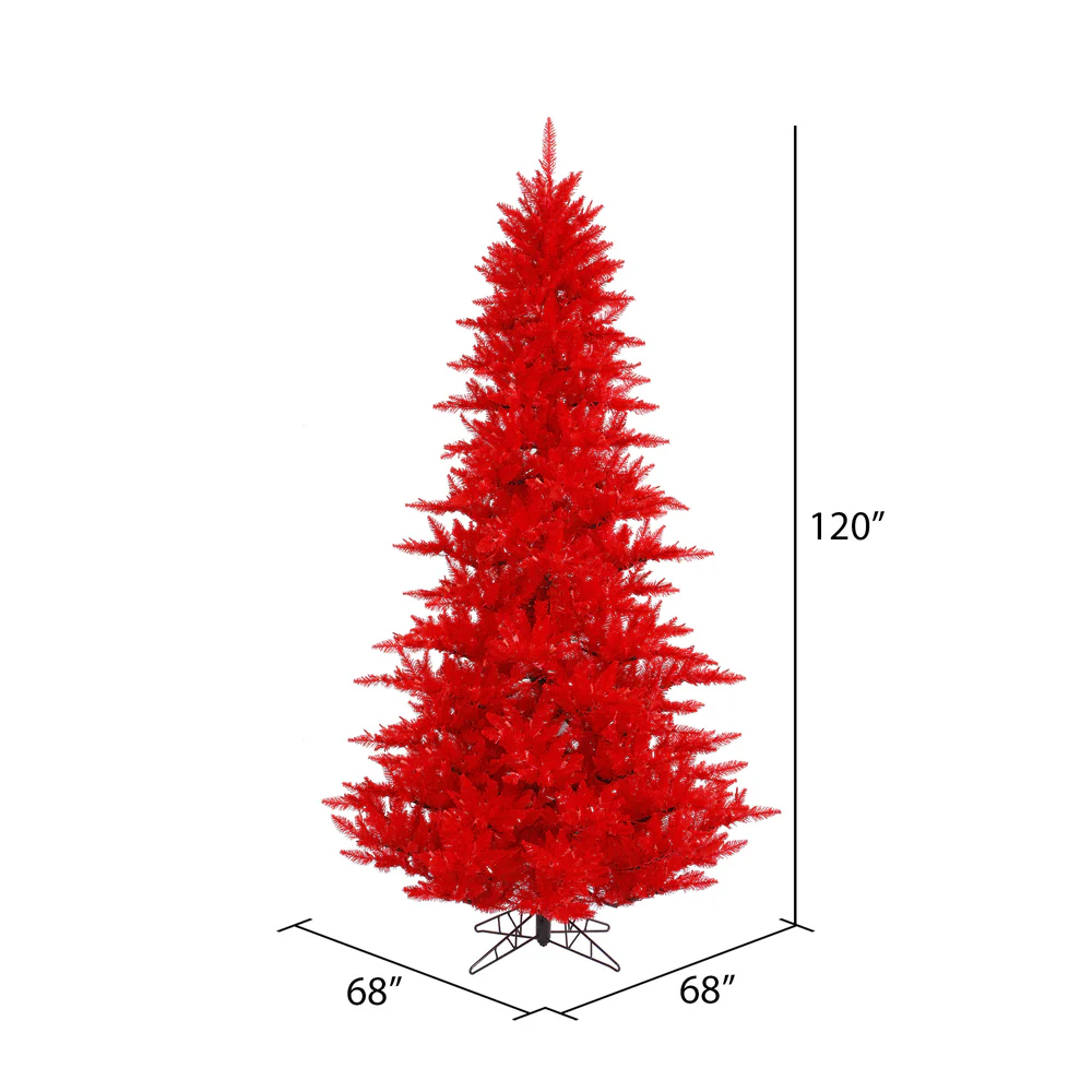 10'Hx68"W Fir Artificial Christmas Tree, Unlit -Red - Image 2