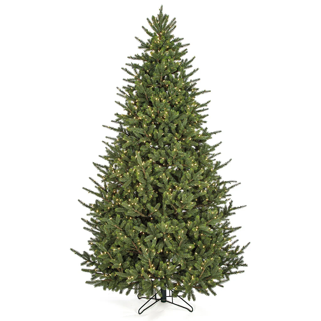 10'Hx72"W PE Asheville Spruce Artificial Christmas Tree, LED Pre-Lit -Green
