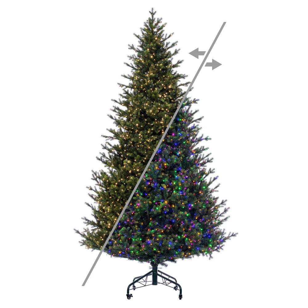10'Hx73"W PE Welch Fraser Artificial Christmas Tree, Micro LED Pre-Lit (Multi-Mode) -Green