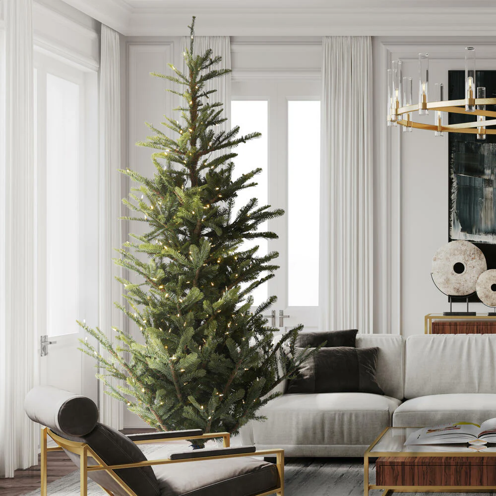 10'Hx74"W PE Alberta Spruce Artificial Christmas Tree, LED Pre-Lit -Green - Image 6