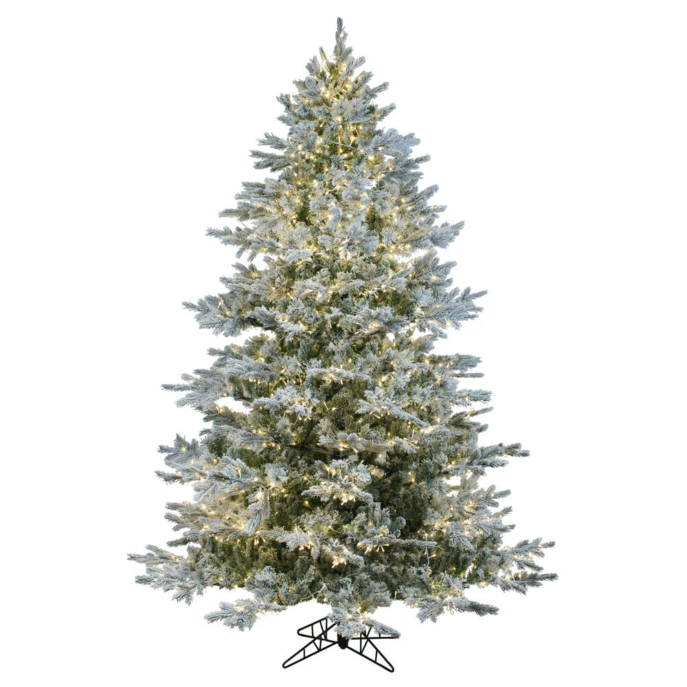 10'Hx74"W PE Flocked Kiana Artificial Christmas Tree, Micro LED Pre-Lit (Multi-Mode) -White
