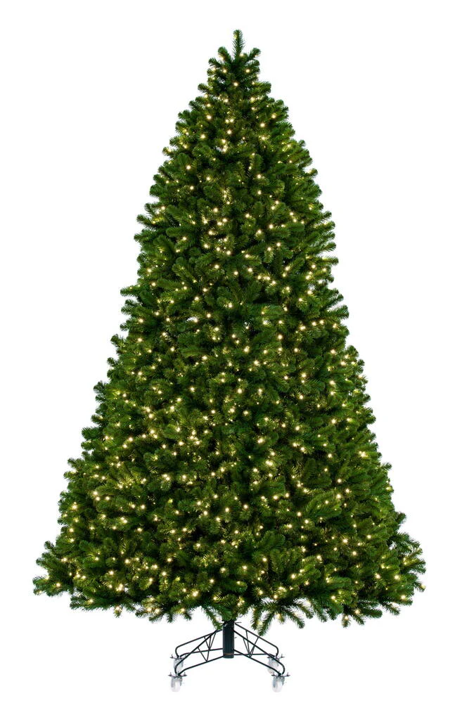 10'Hx76"W Deluxe Sequoia Pine Artificial Christmas Tree, LED Pre-Lit -Green