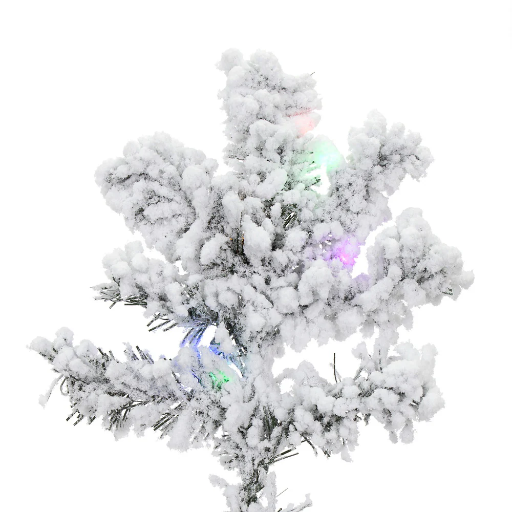 10'Hx82"W Flocked Alaskan Pine Artificial Christmas Tree, LED Pre-Lit (Multicolor) -White - Image 2