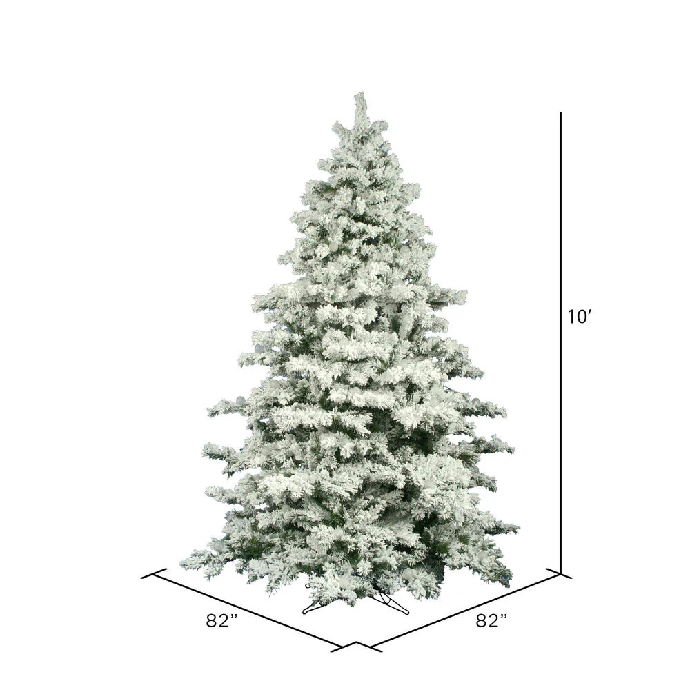 10'Hx82"W Flocked Alaskan Pine Artificial Christmas Tree, Unlit -White - Image 3