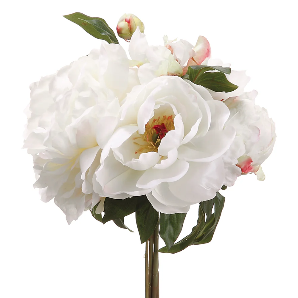 11.5" Peony Silk Flower Bouquet -Cream (Pack of 6)