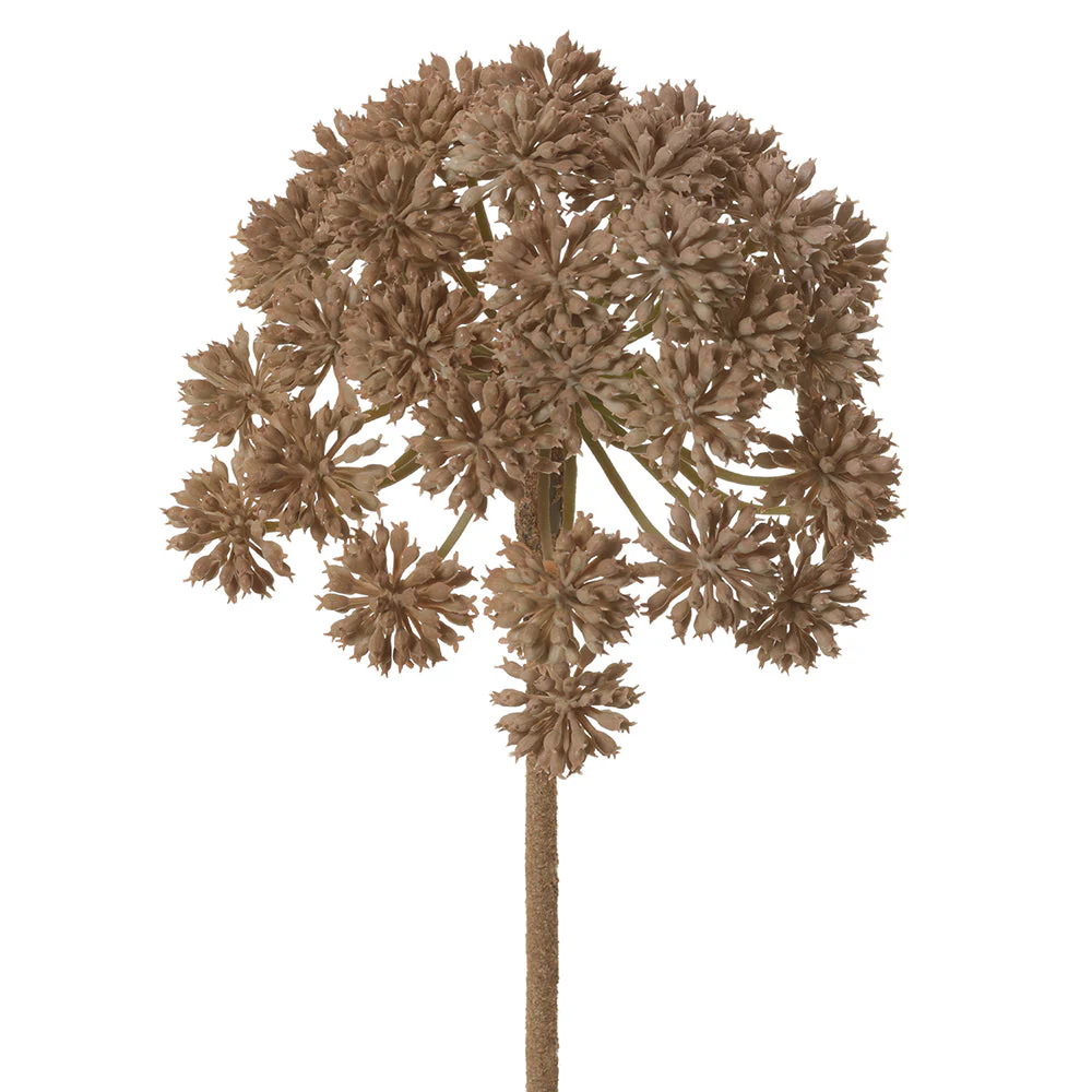11" Artificial Angelica Flower Stem -Brown (Pack of 12)